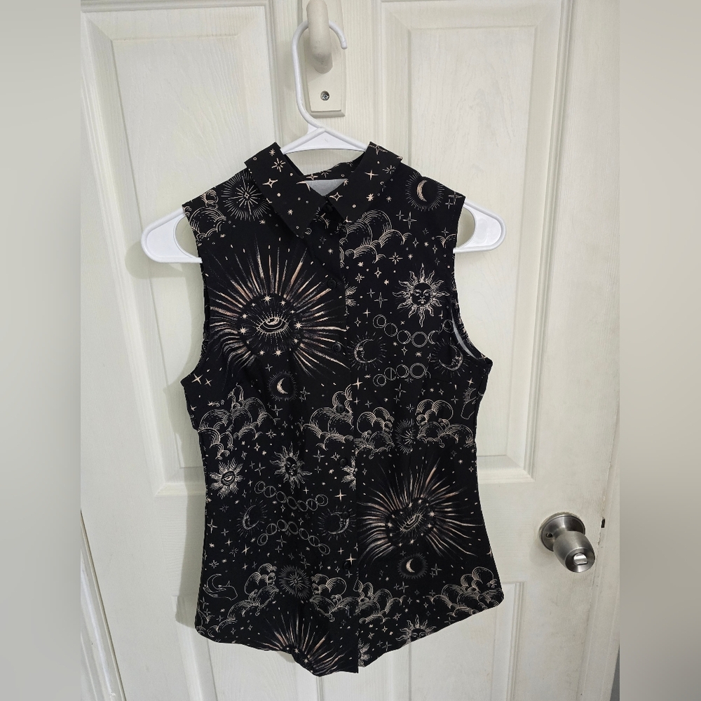 Blackmilk Clothing Womens Celestial Eye Business Time Shirt Limited Size XS - Picture 2 of 10